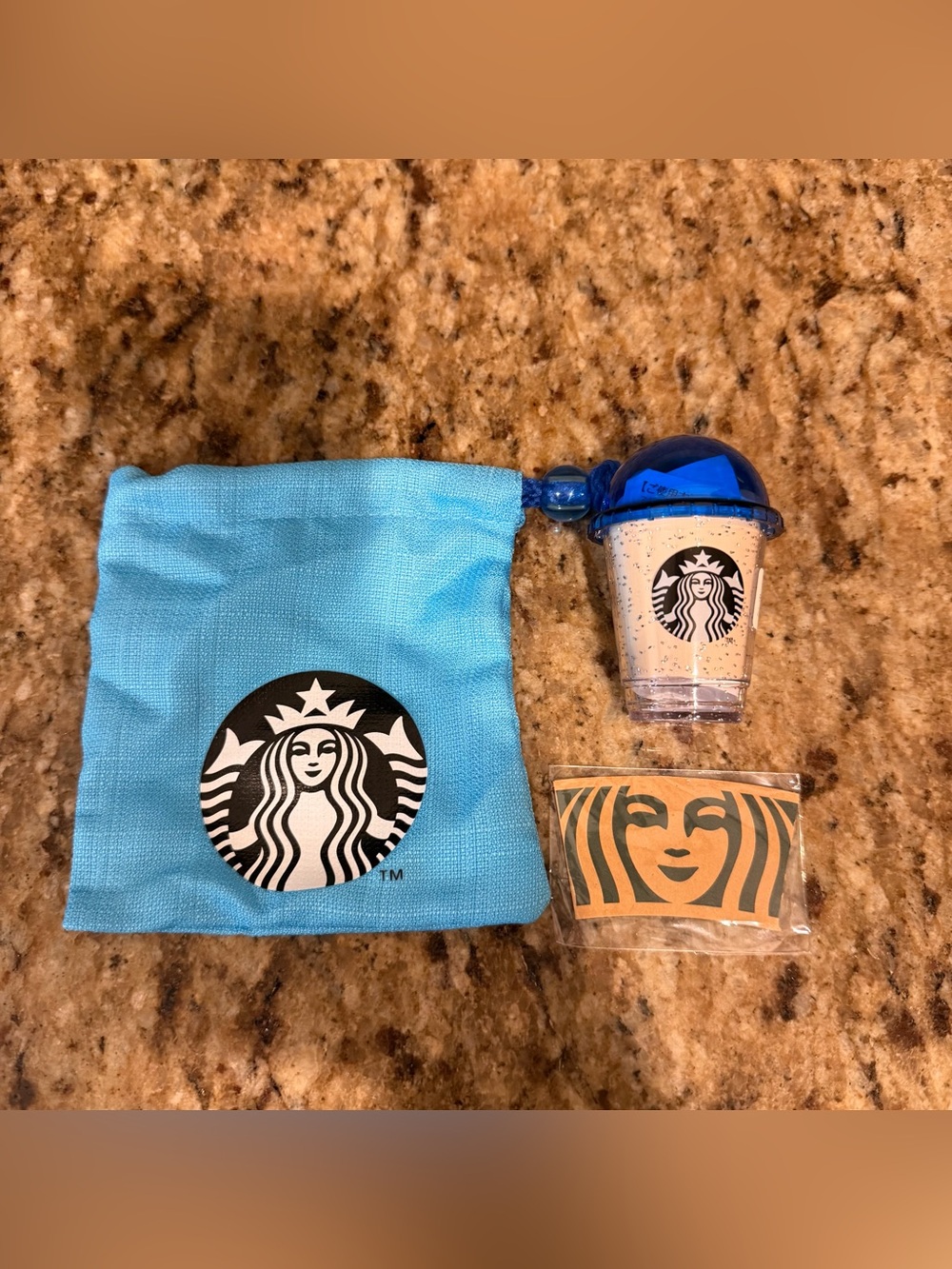 New Starbucks Japan Blue Dome Frappuccino Glitter Mini Cup Display